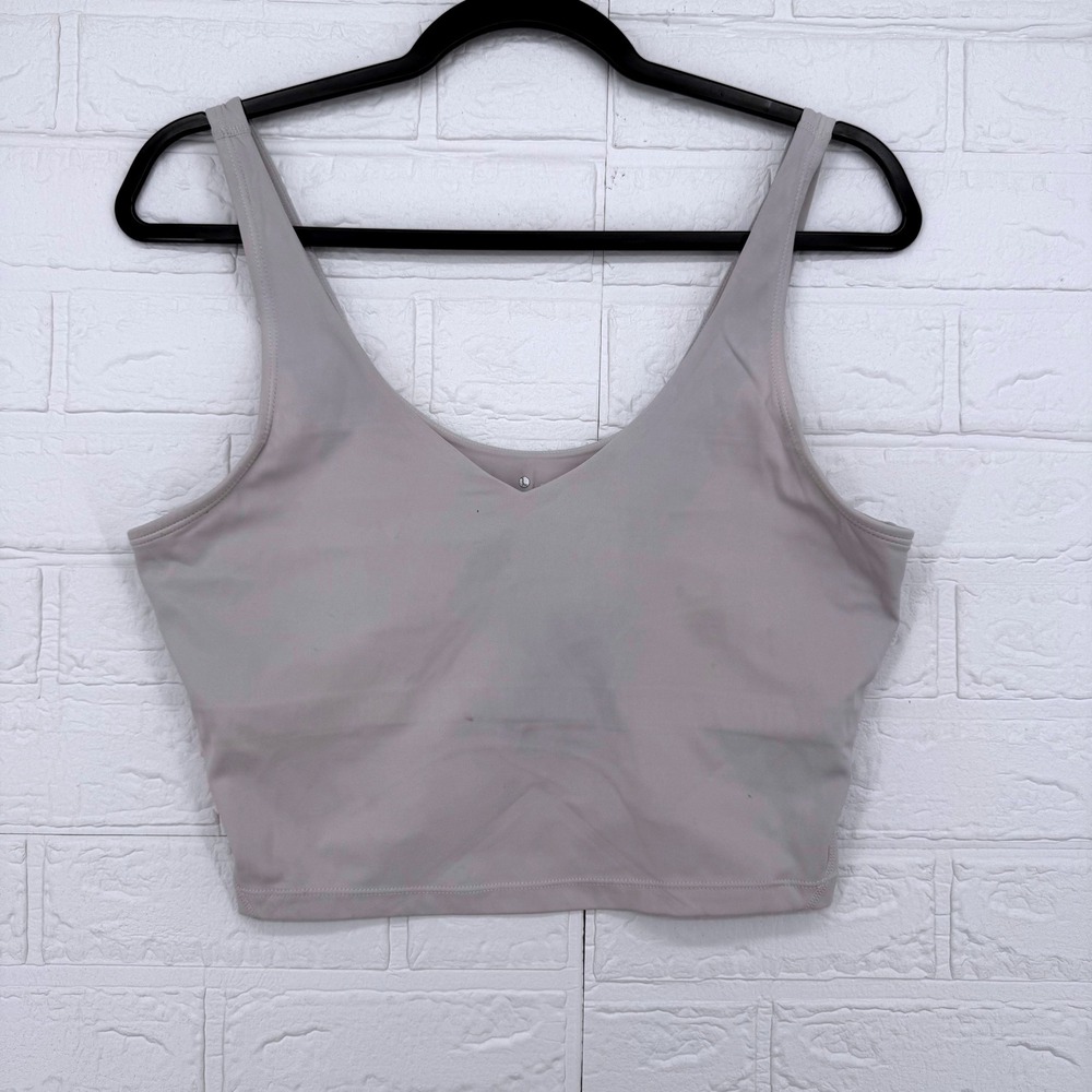 Tank Top Women Size L Grey V-Neck Cropped Yoga Activewear